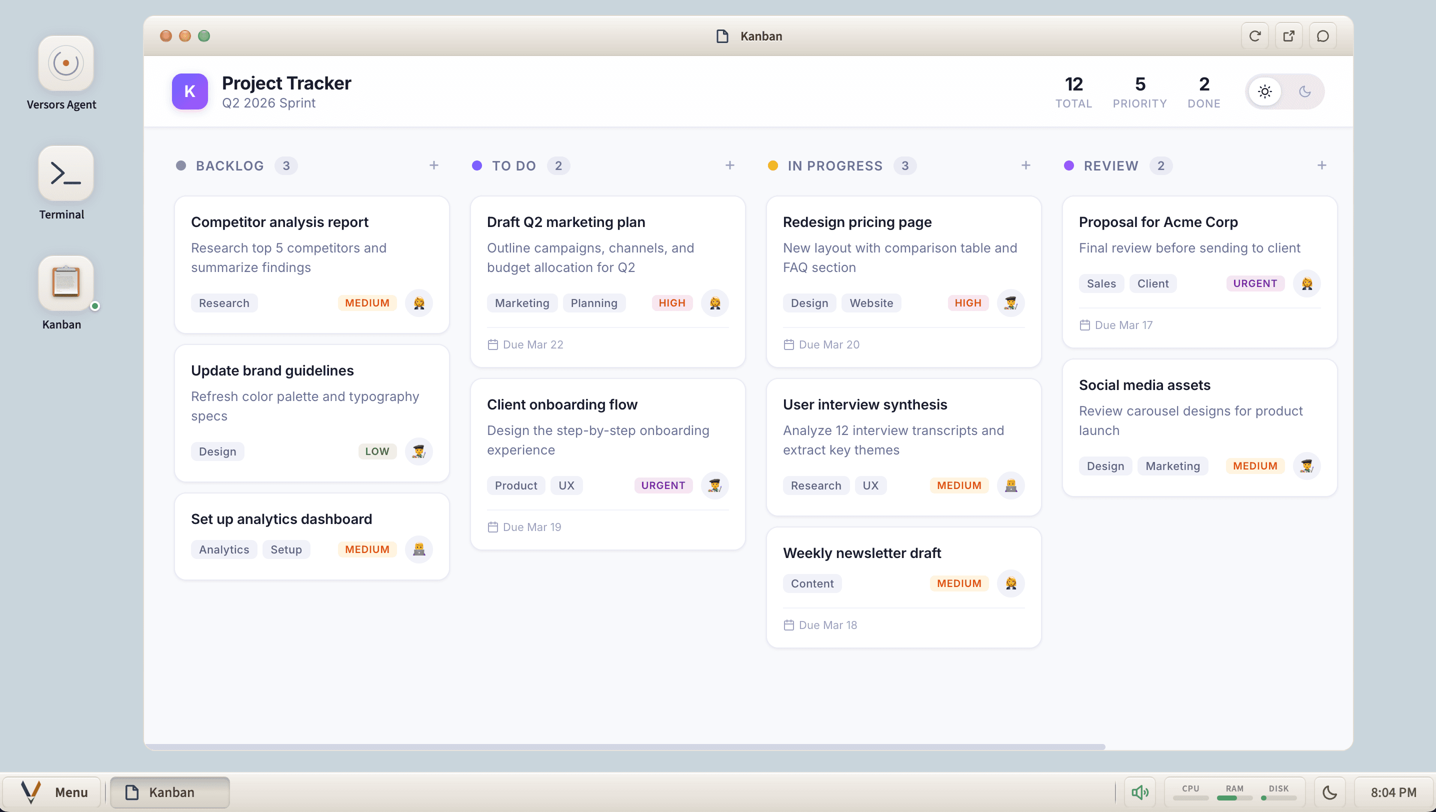 App built and running in Versors