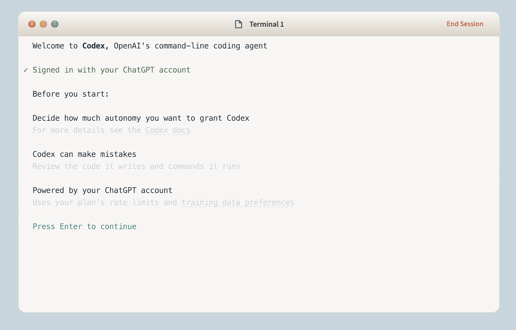 Signed in — press Enter